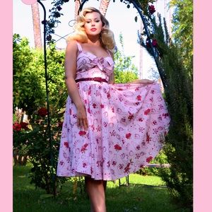 Pinup Girl Clothing Linda Dress in Spring Persephone Crepe | Vintage Repro